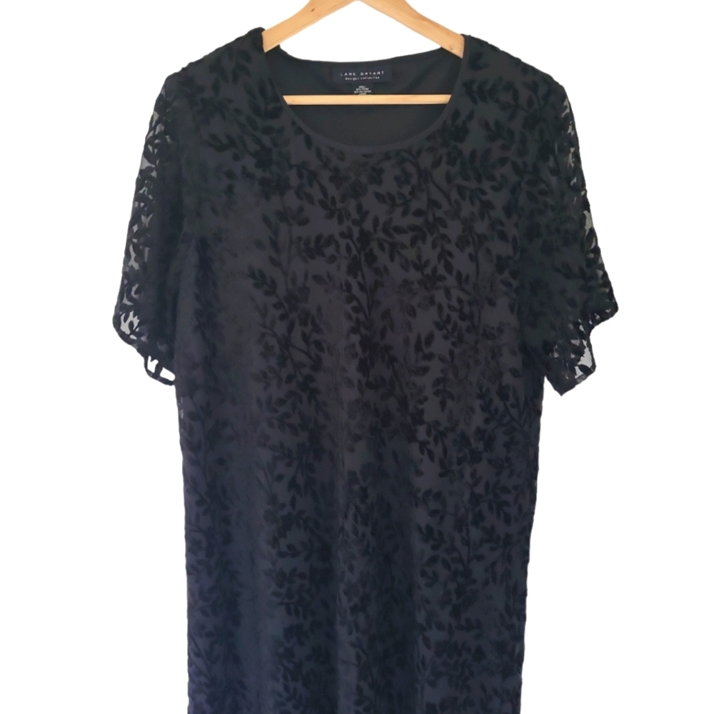 EUC Vintage Lane Bryant design collection women's floral velvet lace long dress